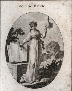 Allegory of severity crowned with an oak branch, attribute of strength. She relies on a book of laws and holds a rod of iron. The cube in which a dagger is slowing desires its closeness and its inflexibility. Engraving in “” Iconologie oder Ideen aus dem G 作者 奥地利学派