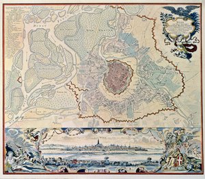 1720 年雕刻后的维也纳市平面图（雕刻） 作者 奥地利学派
