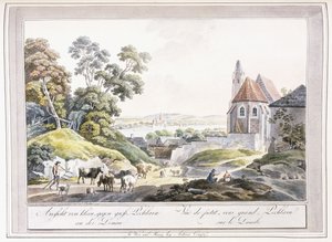 小和大佩奇拉恩在多瑙河上的景色，1779-1792年 作者 奥地利学派