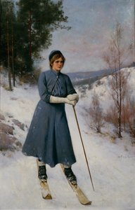 滑雪女孩（布面油画）