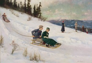 雪橇和滑雪（布面油画）