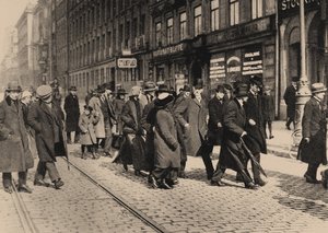 1917年4月13日，列宁在斯德哥尔摩与图雷-纳尔曼和卡尔-林德哈根在一起，1917年 作者 阿克塞尔·马尔姆斯特伦