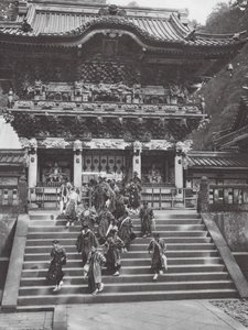 日本：日光，夜明门，家康神社正门（黑白照片）