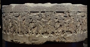 Tizoc之石（c.1481-86）或Temalacatl，1325-1521 作者 阿兹台克人