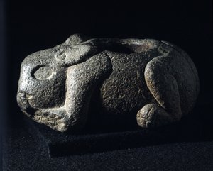 阿兹特克艺术。Ometochtli，醉酒的神兔老板。
