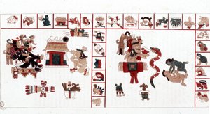 阿兹特克人的神Cihuacohuatl在象形文字手稿中的表现，象形文字。