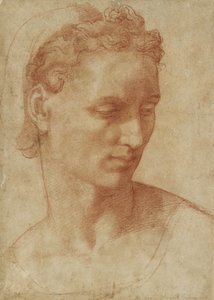 一个女人的头（粉笔在纸上） 作者 巴乔·班迪内利（Baccio Bandinelli）