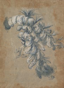 奢华的羽毛头饰设计，约1620-56年。