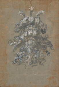 头盔上的羽毛头饰设计，约1620-56年。