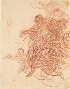 圣母升天》，约 1667 年（纸面红色粉笔画）