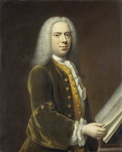 一个男人的肖像，可能是科内利斯·特鲁斯特 (Cornelis Troost) (1696-1750) 作者 巴尔塔萨·丹纳