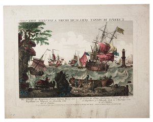 威廉王子亨利抵达纽约，1978年（手工彩色雕刻） 作者 Balthasar Friedrich Leizel