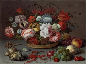 花篮。约于1622年 作者 Balthasar van der Ast