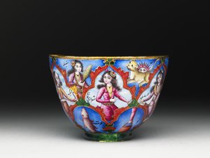 带有占星装饰的带盖碗，碟和勺，19世纪初