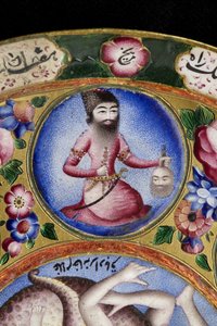 带有占星装饰的带盖碗，碟和勺，19世纪初