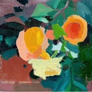 去年夏天的玫瑰，2021（布面油画） 作者 芭芭拉·霍格维根（Barbara Hoogeweegen）