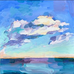 天空, 05/06/2024 ( 玻璃上的油画) 作者 芭芭拉·霍格维根（Barbara Hoogeweegen）