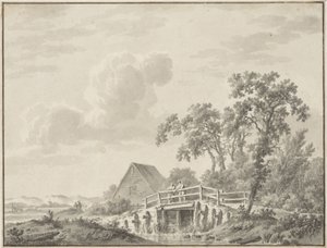 沙丘边缘的风景与渔夫 作者 巴伦德·科尼利斯·科克科克（Barend Cornelis Koekkoek）