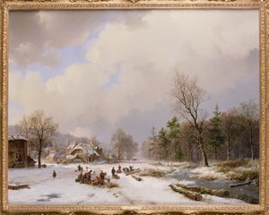 冬天的场景 作者 巴伦德·科尼利斯·科克科克（Barend Cornelis Koekkoek）