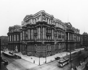 Chicagos市政厅和库克县法院大楼看法，c.1900 作者 巴恩斯和克罗斯比巴恩斯和克罗斯比