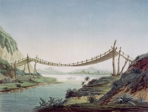 在Penipe附近的绳索桥梁，横渡Chambo河，墨西哥，1810年