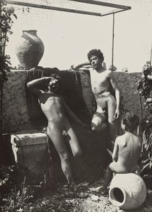 [三个男孩在花园里] 作者 威廉·冯·格洛登男爵
