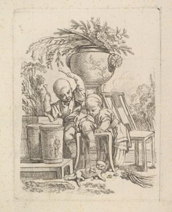 两个孩子，一个打鼓。 作者 Baron de Thiers Louis Antoine Crozat