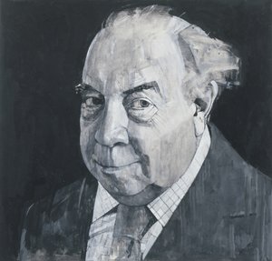 JB Priestley的肖像，听众的插图，20世纪70年代（船上的水粉和铅笔）