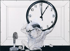 威廉·哈德卡斯尔的肖像，“无线电时报”的插图，20世纪70年代（船上的水粉和笔墨）