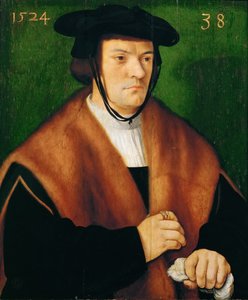 格哈德-冯-韦斯特堡（Gerhard von Westerburg，1486 年-1539 年之后），半身像，身披毛边衣，头戴黑帽