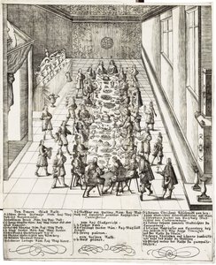 费迪南德四世（1633 -1654）罗马国王，匈牙利国王和波西米亚国王于1651年9月5日在维也纳奉献效忠之际的节日大餐 作者 巴塞洛缪·基利安