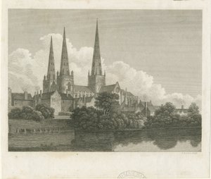 利奇菲尔德大教堂-西南景观：版画，[[1796]] 作者 巴塞洛缪·豪利特