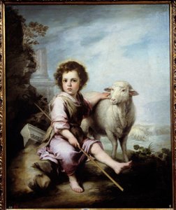 Bartolome Murillo (1618-1682) 17 世纪的《好牧师》画作。 1,23x1,01 m 马德里，普拉多博物馆 - 好牧人。 Bartolome Murillo (1618-1682) 17 世纪的绘画。 1.23 x 1.01 米。 马德里普拉多博物馆 作者 巴斯托洛梅·埃斯特万·穆里略