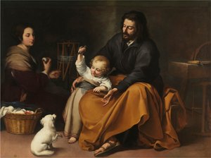 带着小鸟的神圣家族》，约1650年。 作者 巴斯托洛梅·埃斯特万·穆里略