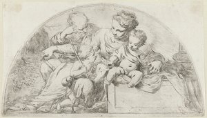 圣家族与年轻的施洗约翰 作者 Bartolomeo Biscaino