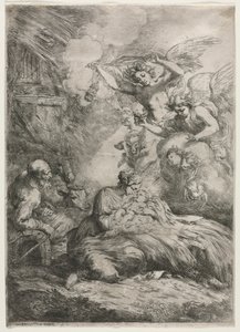 耶稣降生。 作者 Bartolomeo Biscaino
