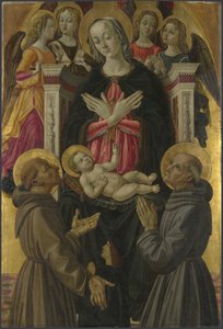 圣母与圣人，天使和捐赠者的祭坛：圣母与圣人，约1475年 作者 Bartolomeo Caporali