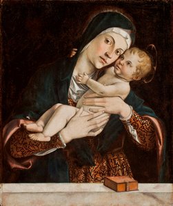 处女与儿童（面板上的蛋彩画） 作者 蒙大拿州Bartolomeo