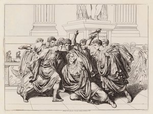 刺杀凯撒大帝，公元前 44 年（蚀刻版画） 作者 Bartolomeo Pinelli