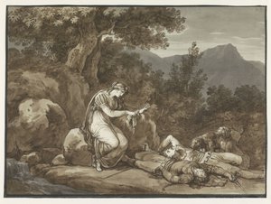 科尔玛哀悼萨尔加和她兄弟的去世 作者 Bartolomeo Pinelli