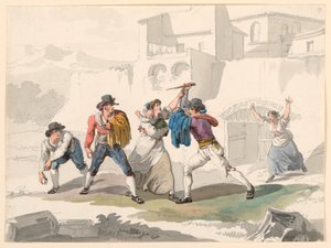绘画，1807-08 年蒂沃利的一场家庭纠纷 作者 Bartolomeo Pinelli