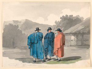 素描，《村庄里的三位农民》，1807-08 年 作者 Bartolomeo Pinelli