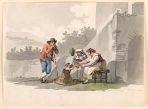 绘画，坎帕尼亚的一个农民家庭，1807-1808 年 作者 Bartolomeo Pinelli