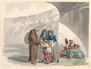 素描，隐士的致敬，1807-1808 年 作者 Bartolomeo Pinelli