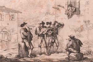 罗马的小夜曲》，巴托洛梅奥-皮内利的蚀刻版画（罗马 作者 Bartolomeo Pinelli