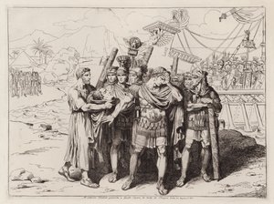 西奥多图斯向凯撒大帝展示庞培的头颅，公元前 48 年（蚀刻版画） 作者 Bartolomeo Pinelli