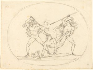 两个古代战士为死去的战友而战 作者 Bartolomeo Pinelli