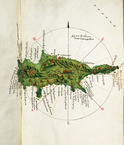 塞浦路斯地图，约 1485 年（牛皮纸） 作者 巴尔托洛梅奥·达利·索内蒂