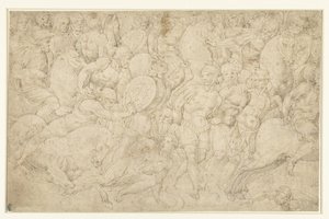骑兵和步兵之间的搏斗以及带走俘虏 作者 Bartolommeo Neroni（归属于）