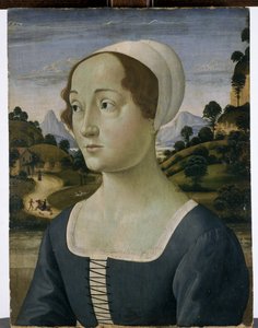 二十五岁中期妇女的肖像（白杨木上的蛋彩画）